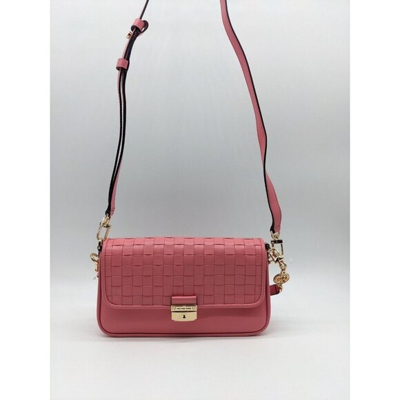MICHAEL KORS Bradshaw woven leather women's crossbody shoulder bag -TEA ROSE - Picture 11 of 16
